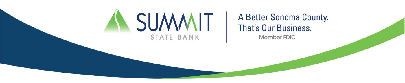 logo of Summit state bank with caption a better sonoma county that's our business member fdic